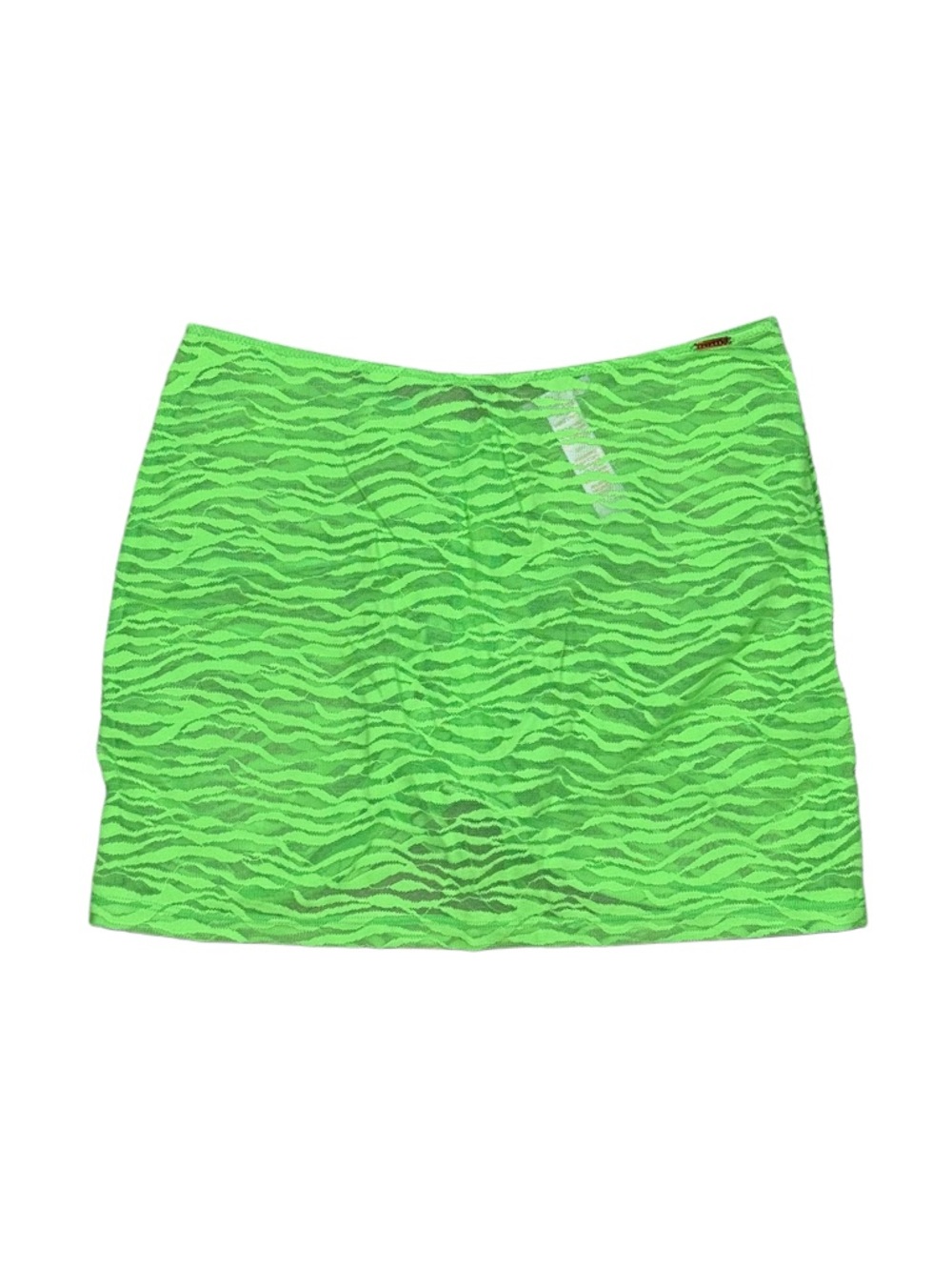 Savage x Fenty Neon Green Zebra-Print Mesh Mini Skirt
